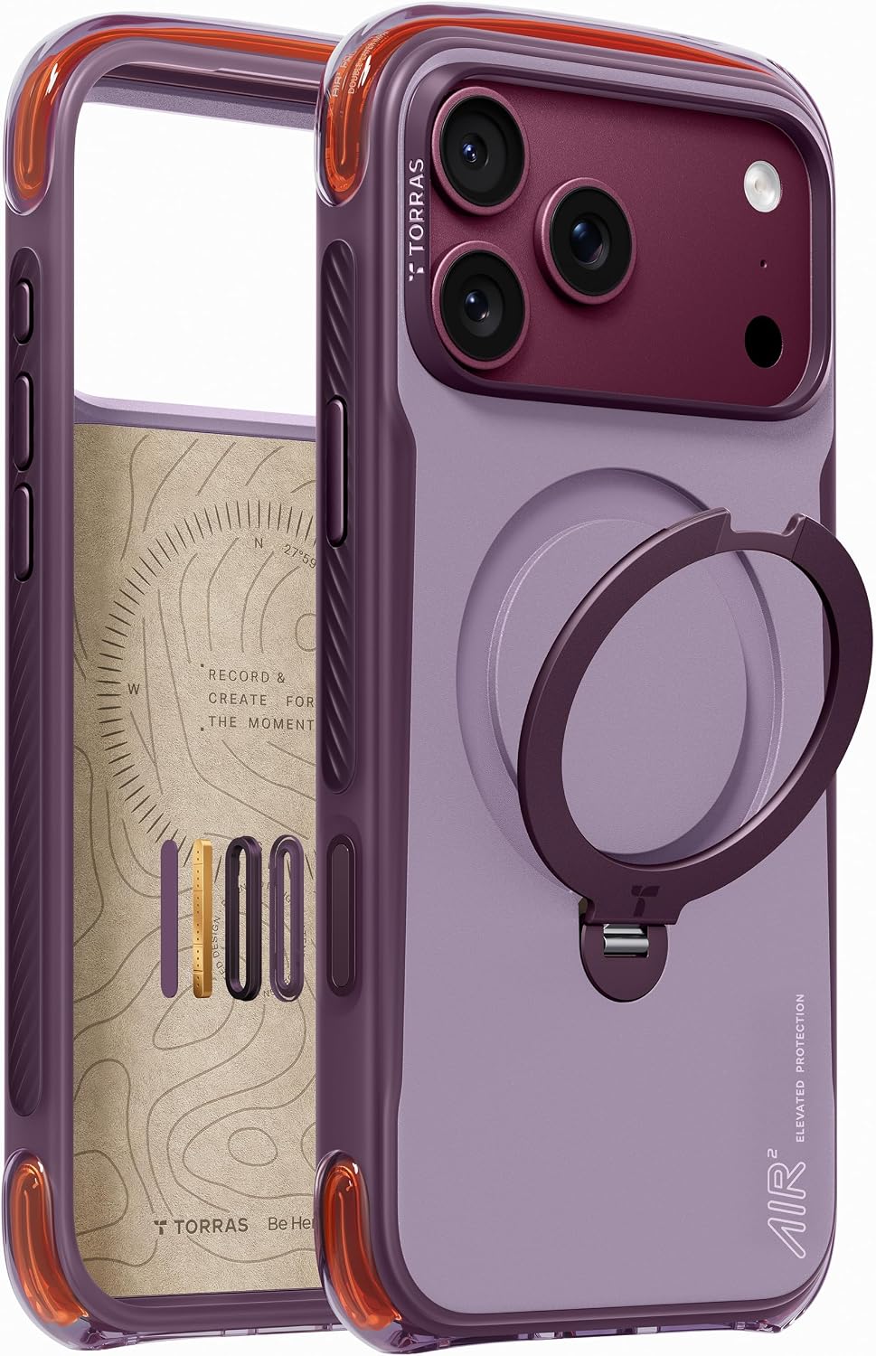TORRAS TORRAS Q3 Air Pro Case for iPhone 18 Pro Max, MagSafe, 360 Magnetic Stand, Purple — iPhone 18 Pro Max